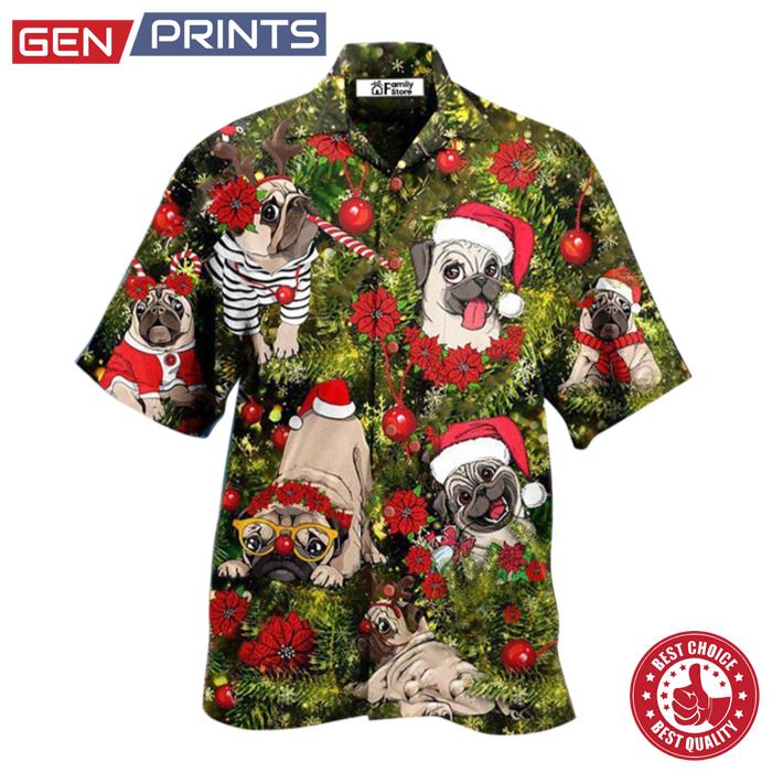 Christmas Have Yourself A Merry Little Pugmas In Grass Hawaiian Shirt