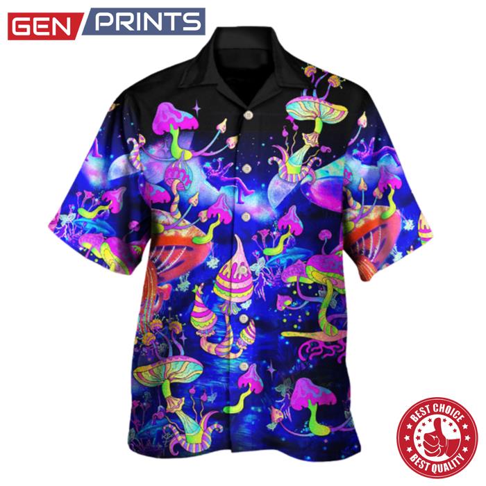Hippie Mushroom Galaxy Neon Colorful Art Hawaiian Shirt